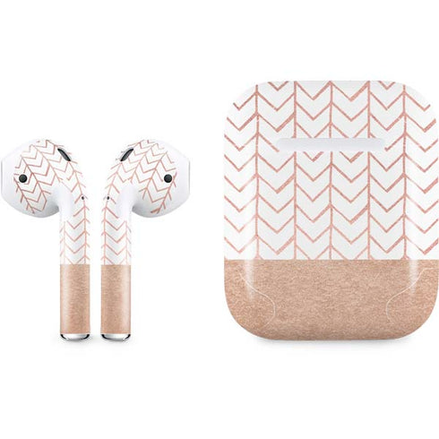 Rose Gold Herringbone Apple AirPods Skin