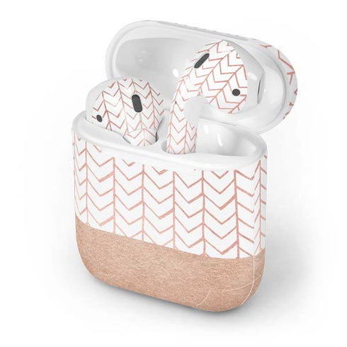 Rose Gold Herringbone Apple AirPods Skin