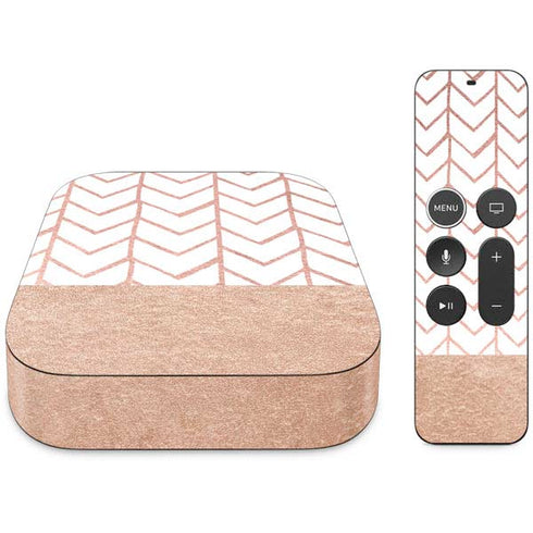 Rose Gold Herringbone Apple TV Skin