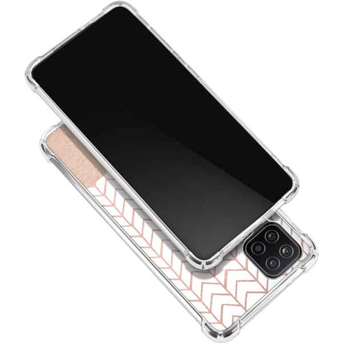 Rose Gold Herringbone Galaxy A12 Clear Case
