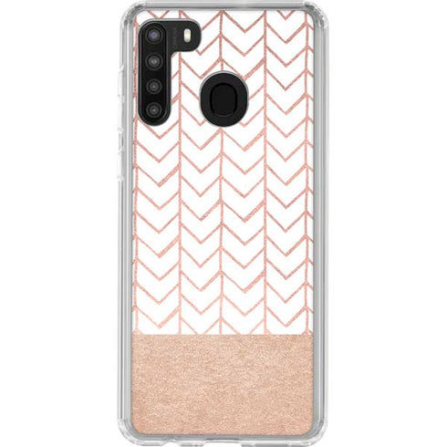 Rose Gold Herringbone Galaxy A21 Clear Case