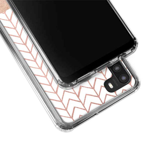 Rose Gold Herringbone Galaxy A21 Clear Case