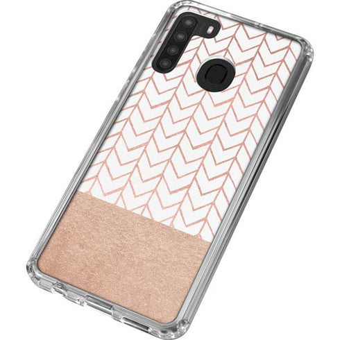 Rose Gold Herringbone Galaxy A21 Clear Case