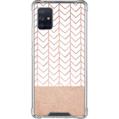 Rose Gold Herringbone Galaxy A51 5G Clear Case