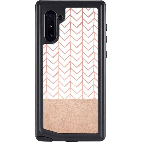 Rose Gold Herringbone Galaxy Note 10 Waterproof Case