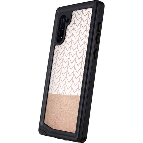 Rose Gold Herringbone Galaxy Note 10 Waterproof Case