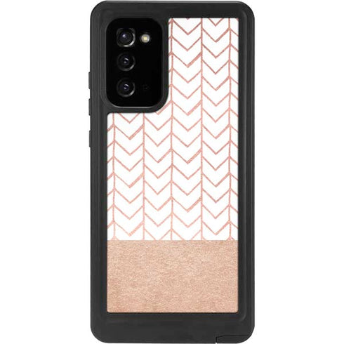 Rose Gold Herringbone Galaxy Note20 5G Waterproof Case