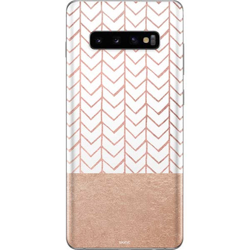 Rose Gold Herringbone Galaxy S10 Plus Skin