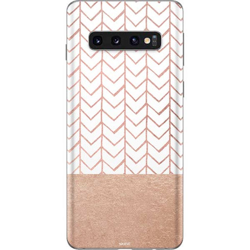 Rose Gold Herringbone Galaxy S10 Skin
