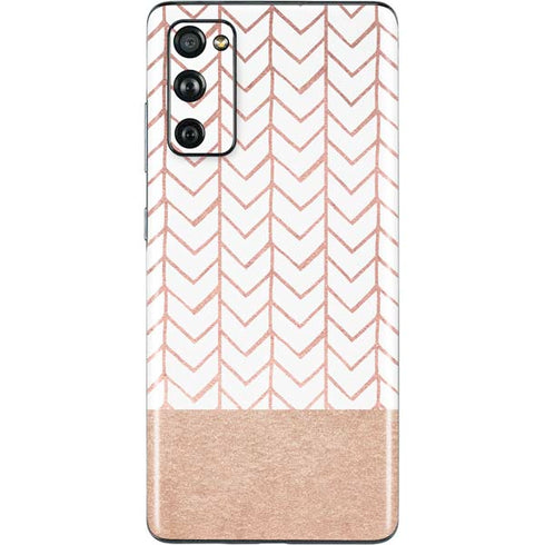 Rose Gold Herringbone Galaxy S20 Fan Edition Skin