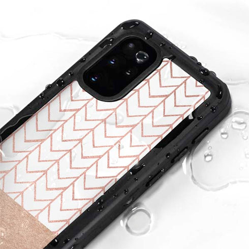 Rose Gold Herringbone Galaxy S20 Plus Waterproof Case