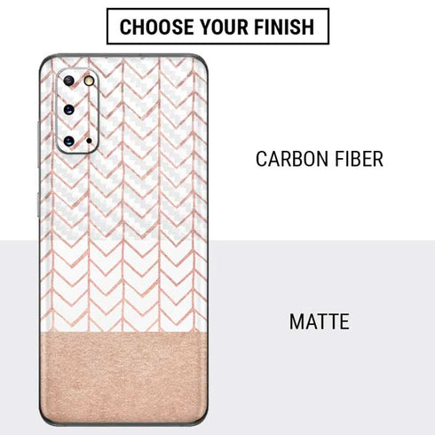 Rose Gold Herringbone Galaxy S20 Skin