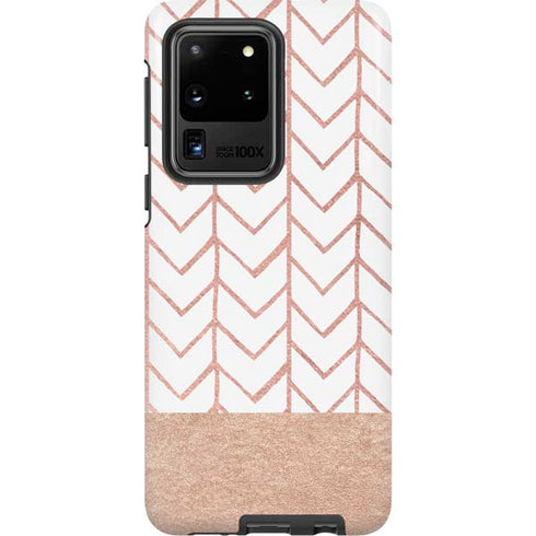 Rose Gold Herringbone Galaxy S20 Ultra 5G Pro Case
