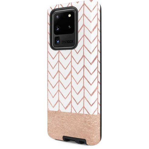 Rose Gold Herringbone Galaxy S20 Ultra 5G Pro Case