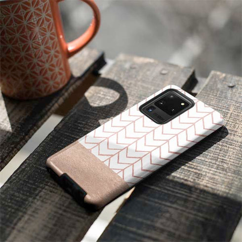 Rose Gold Herringbone Galaxy S20 Ultra 5G Pro Case