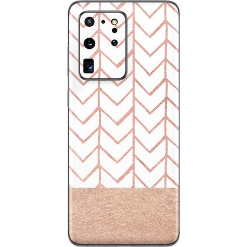 Rose Gold Herringbone Galaxy S20 Ultra 5G Skin