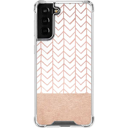 Rose Gold Herringbone Galaxy S21 FE Clear Case