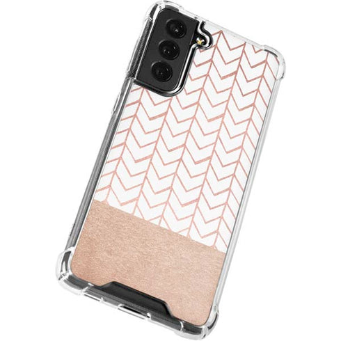 Rose Gold Herringbone Galaxy S21 FE Clear Case