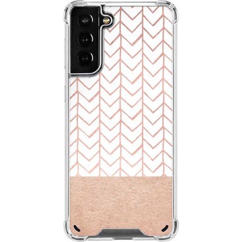 Rose Gold Herringbone Galaxy S21 Plus 5G Clear Case