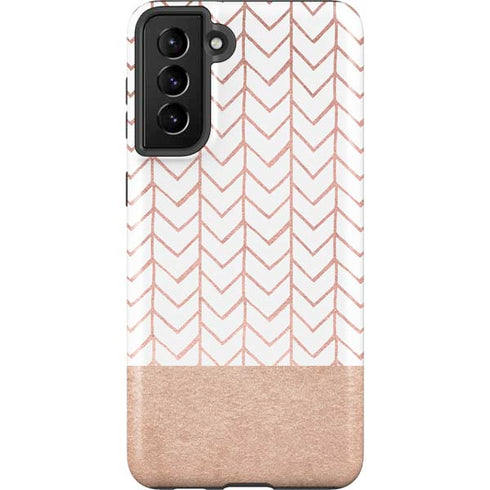 Rose Gold Herringbone Galaxy S21 Plus 5G Pro Case