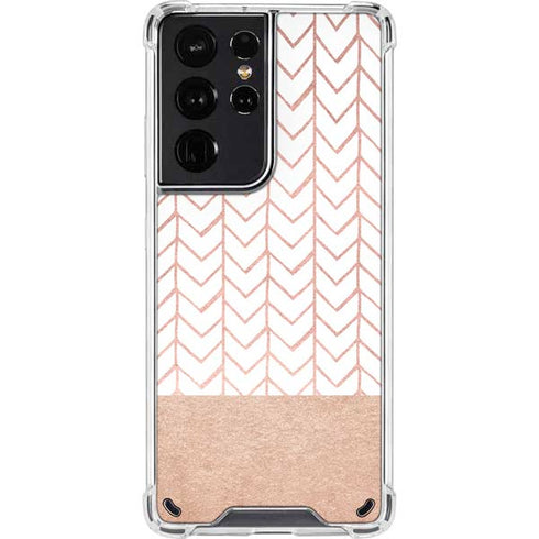 Rose Gold Herringbone Galaxy S21 Ultra 5G Clear Case