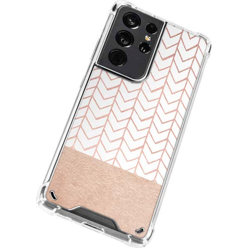 Rose Gold Herringbone Galaxy S21 Ultra 5G Clear Case