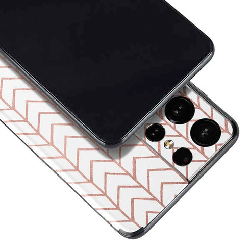 Rose Gold Herringbone Galaxy S21 Ultra 5G Skin