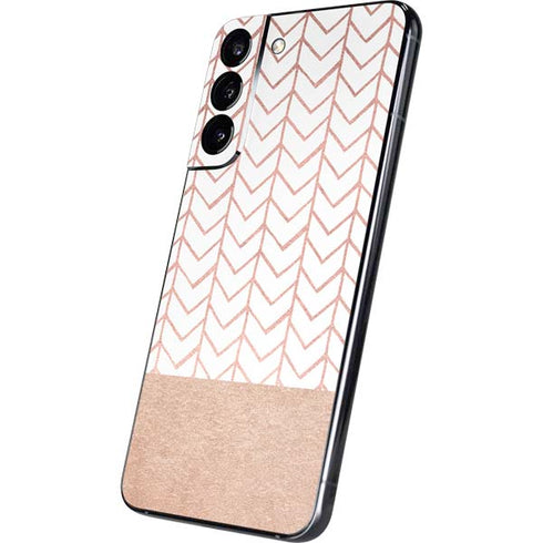 Rose Gold Herringbone Galaxy S22 Plus Skin