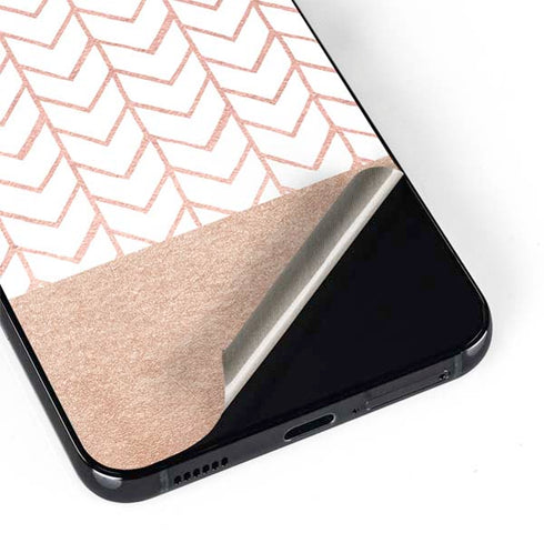 Rose Gold Herringbone Galaxy S22 Plus Skin