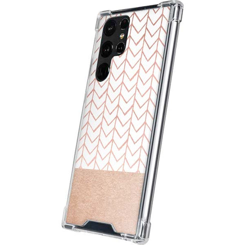 Rose Gold Herringbone Galaxy S22 Ultra Clear Case
