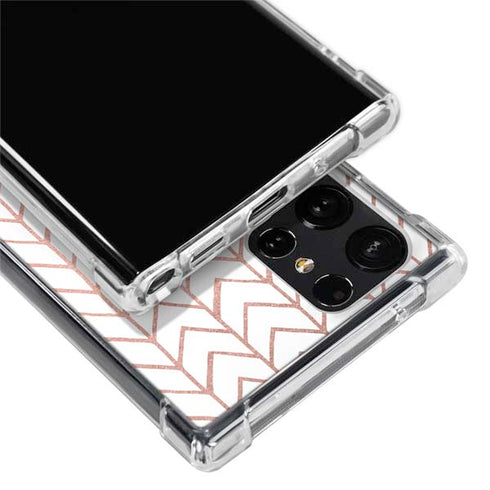 Rose Gold Herringbone Galaxy S22 Ultra Clear Case