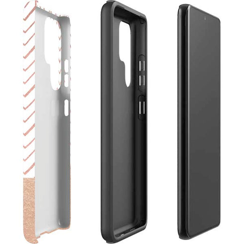 Rose Gold Herringbone Galaxy S22 Ultra Pro Case