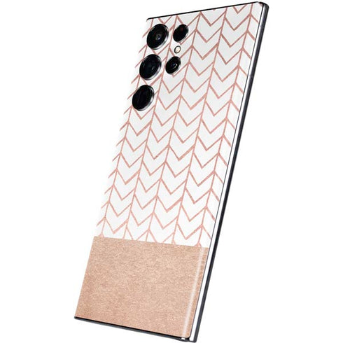 Rose Gold Herringbone Galaxy S22 Ultra Skin