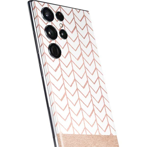 Rose Gold Herringbone Galaxy S22 Ultra Skin