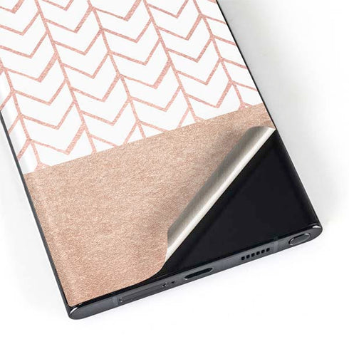 Rose Gold Herringbone Galaxy S22 Ultra Skin