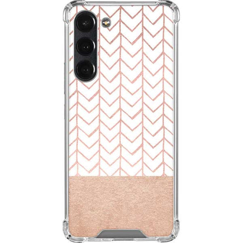 Rose Gold Herringbone Galaxy S23 Plus Clear Case