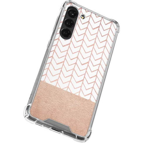 Rose Gold Herringbone Galaxy S23 Plus Clear Case