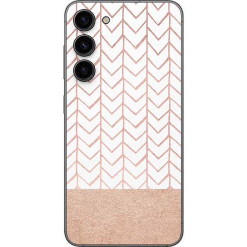 Rose Gold Herringbone Galaxy S23 Plus Skin