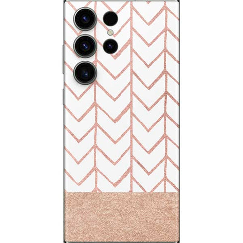 Rose Gold Herringbone Galaxy S23 Ultra Skin