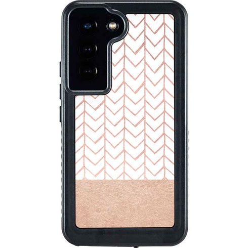 Rose Gold Herringbone Galaxy S23 Waterproof Case