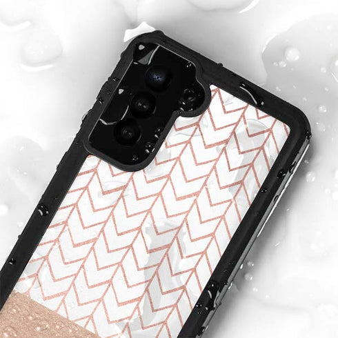 Rose Gold Herringbone Galaxy S23 Waterproof Case