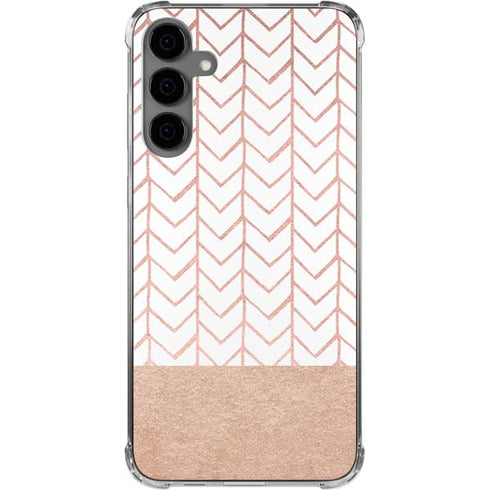 Rose Gold Herringbone Galaxy S24 Plus Clear Case