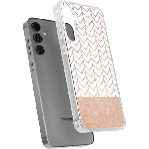 Rose Gold Herringbone Galaxy S24 Plus Clear Case