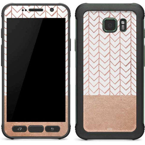 Rose Gold Herringbone Galaxy S7 Active Skin