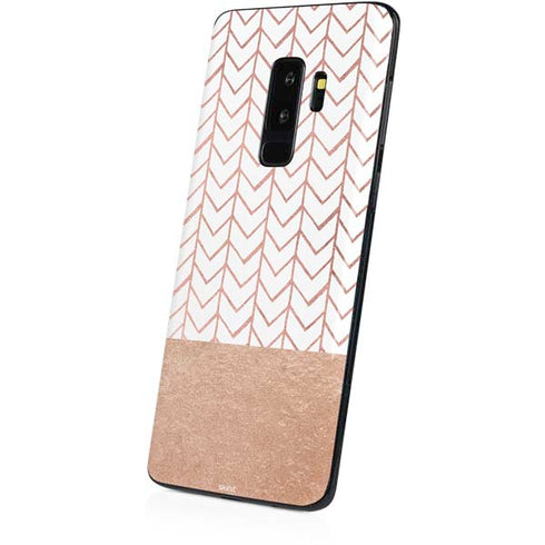 Rose Gold Herringbone Galaxy S9 Plus Skin