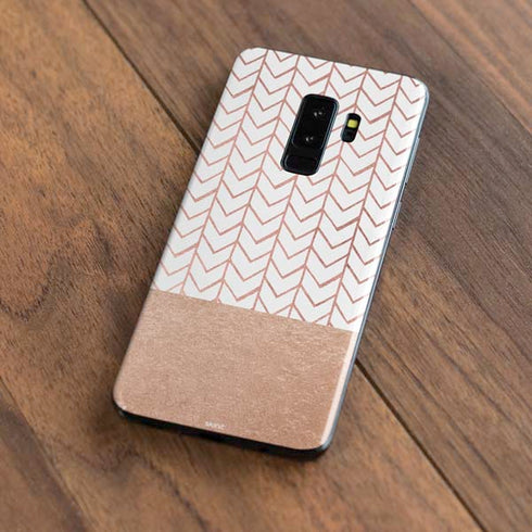 Rose Gold Herringbone Galaxy S9 Plus Skin