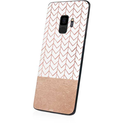 Rose Gold Herringbone Galaxy S9 Skin