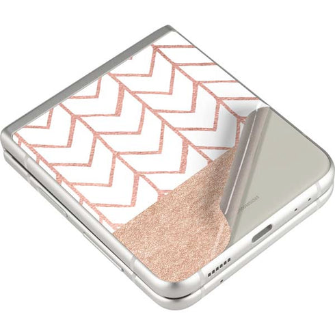 Rose Gold Herringbone Galaxy Z Flip3 5G Skin