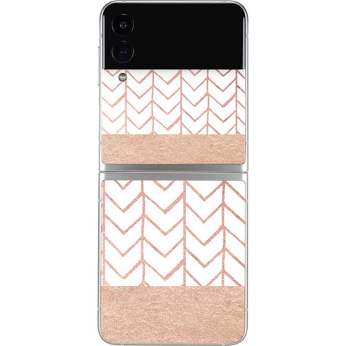 Rose Gold Herringbone Galaxy Z Flip4 5G Skin