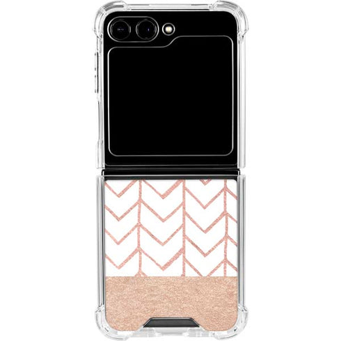Rose Gold Herringbone Galaxy Z Flip5 5G Clear Case
